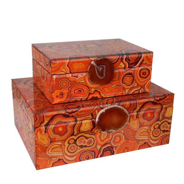 Decor Boxes S/2 Orange  35*25*14 & 25*17*10 cm
