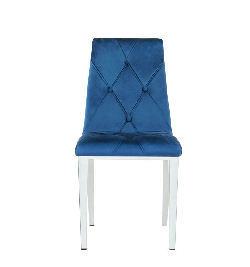 Alexa Dining Chair Navy Velvet/Sil Frame 47x60x91cm