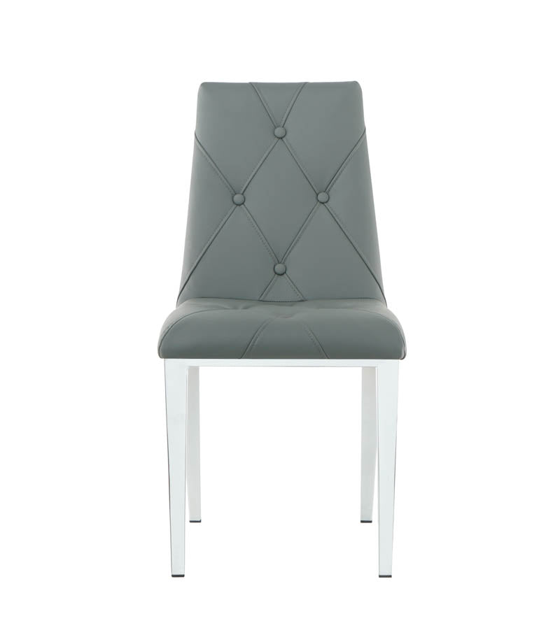 Alexa Dining Chair Grey PU/Sil Frame 47x60x91cm