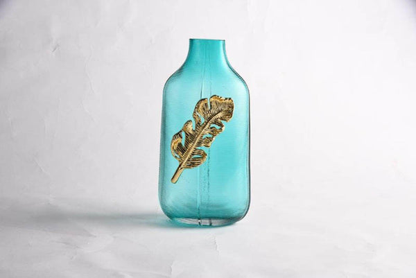 Fern Bottle Vase Aqua/Gld  18*14*34 cm