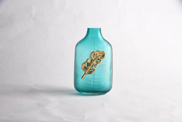 Fern Bottle Vase Aqua/Gld 16*13*28 cm