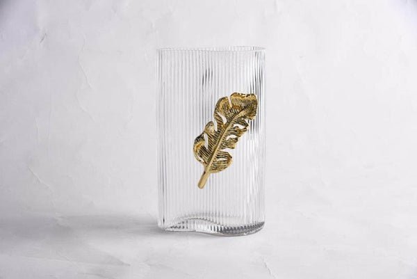 Fern Rect Vase Cl/Gold 13*30 cm