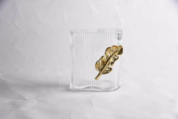 Fern Rect Vase Cl/Gold 13*20 cm
