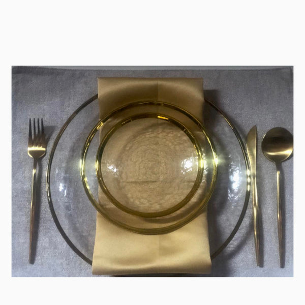 Dining Set Clear & Gold